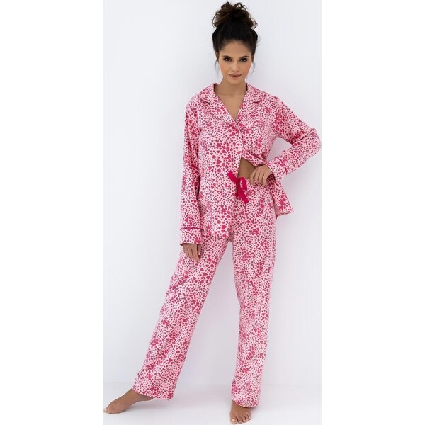 Sensis Dlhé dámske pyžamo z jemného flanelu so srdiečkami Giuliana dł 65703478