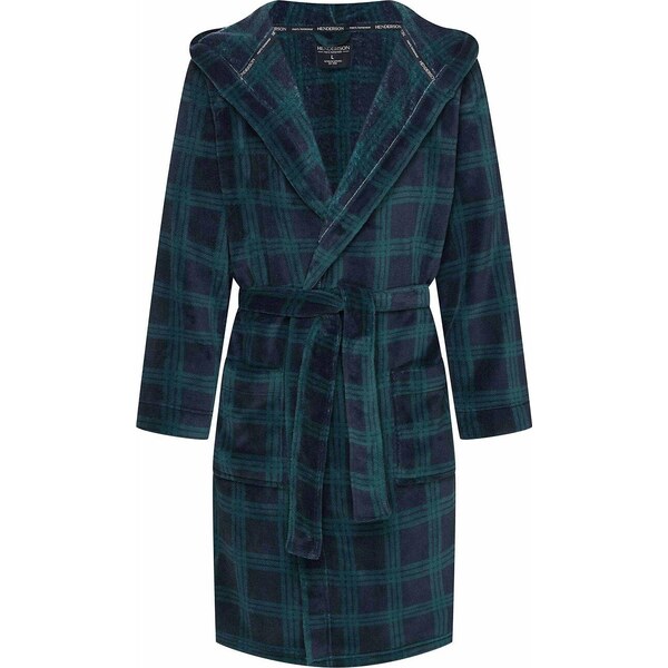 Henderson Tmavomodrý pánsky károvaný župan Nickel s kapucňou 43373 65703483