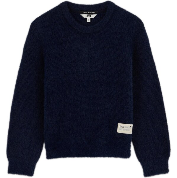 WE Fashion Sveter béžová / tmavomodrá 65887064