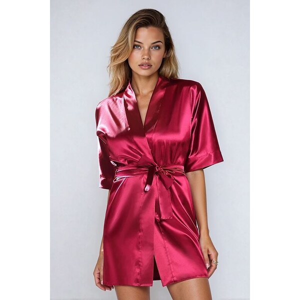 DKaren Saténový dámsky župan 90 vínový 5536104