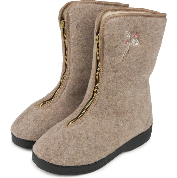 Vlnka Dámske kapce z ovčej vlny na zips béžová veľkosti obuvi - 65857275