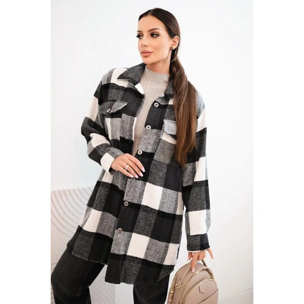 MladaModa Károvaná mikinová košeľa model 9007 grafitová 65727625