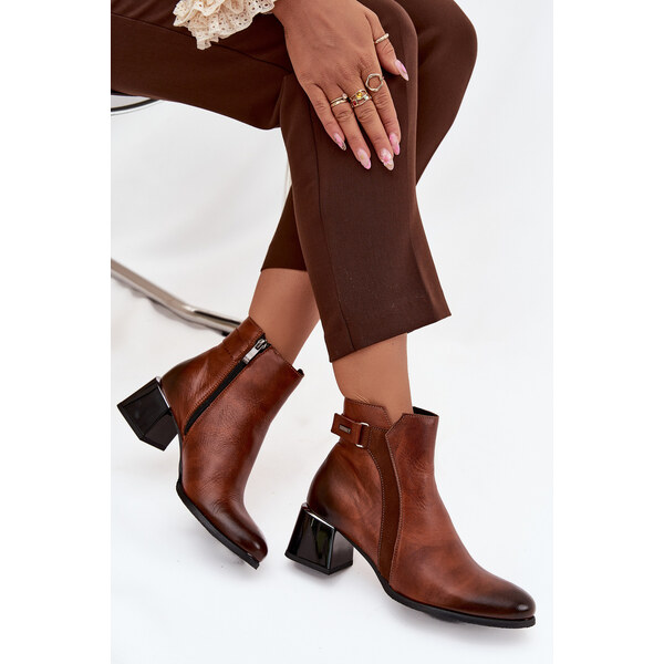 Kožené dámske topánky na podpätku s vykurovaním Zazoo 66107981