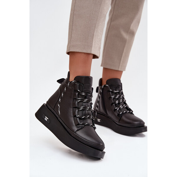 Kožené dámske platformové čižmy s podšívkou Artiker 66107977