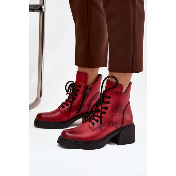 Dámske kožené členkové topánky na blokovom podpätku s izoláciou 65927818