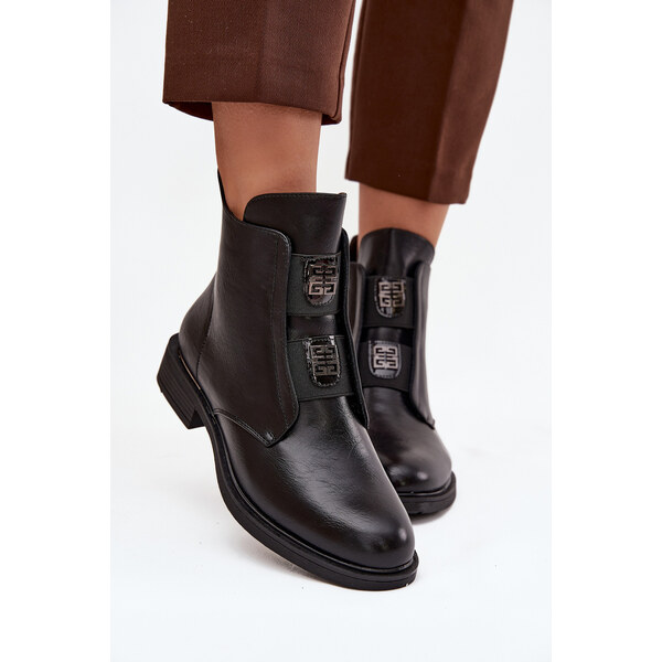 EVENTO Dámske zimné členkové topánky na nízkom podpätku s ozdobami 65927815