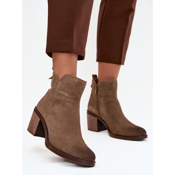 Dámske členkové topánky z prírodnej semišovej kože na podpätku Sergio 65927826