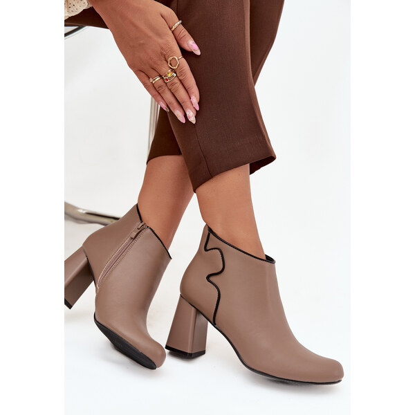 Boto Kožené zateplené čižmy na podpätku Béžové Ivessara 65927830