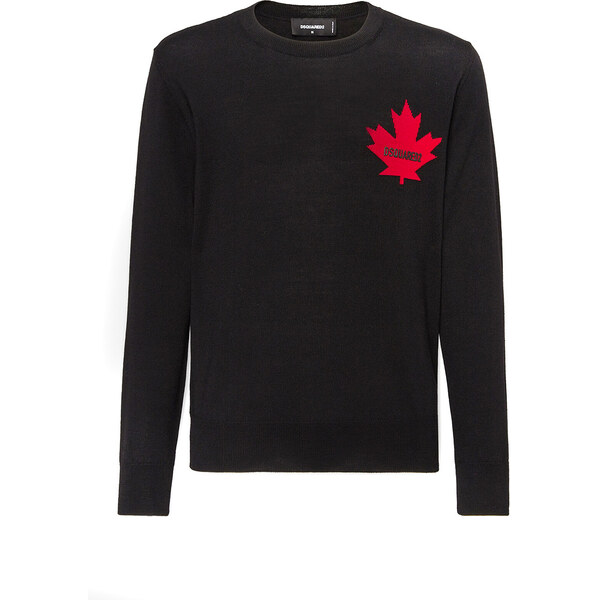 Čierny sveter Dsquared2 s červeným listom 66807942