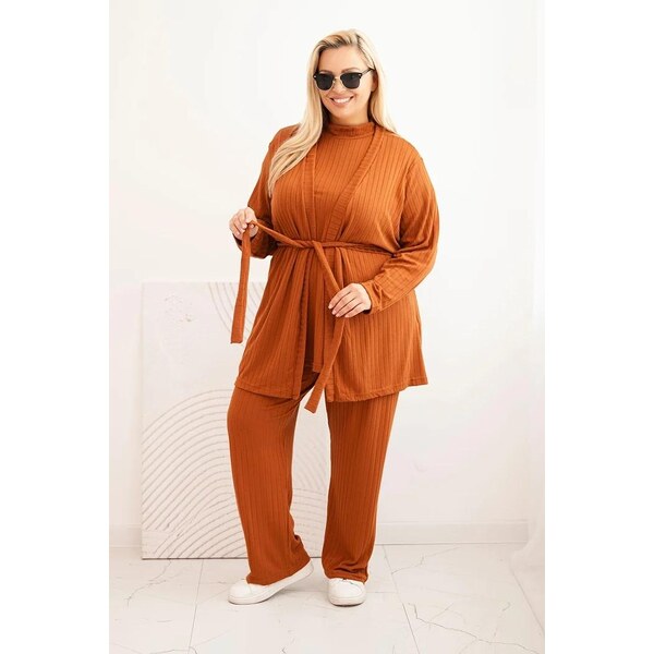 MladaModa 3-dielna oversize tepláková súprava model 7050 farba camel 65780887