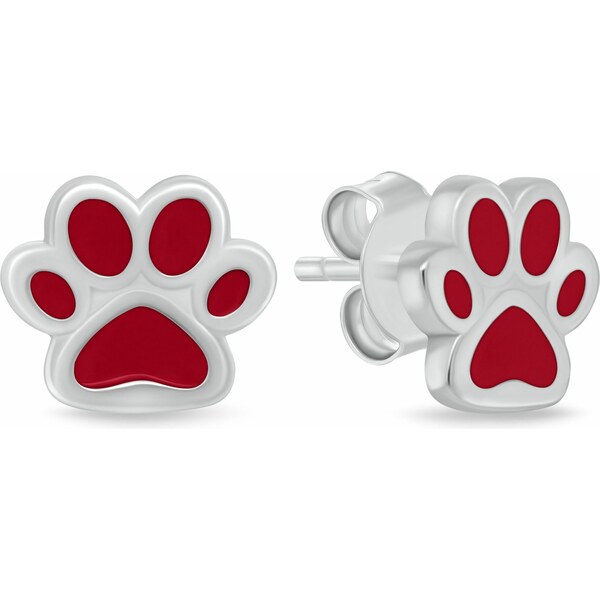 Brilio Silver Roztomilé strieborné náušnice Červená labka EA1213WR 66583747