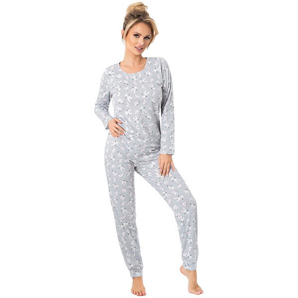 Donna Dámske bavlnené pyžamo Bunny dlhé sivé 65763043