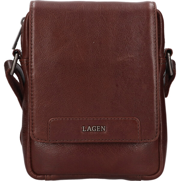 Lagen Pánska kožená taška cez rameno LG-25012 hnedá 65763160