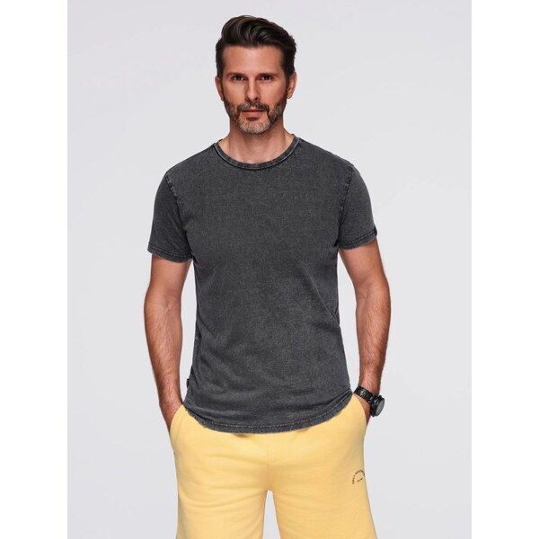 Ombre Clothing Čierne pánske tričko s vypraným vzorom V1 TSWT-0116 65763209