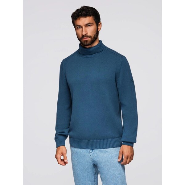 Ombre Clothing Pánsky pletený rolák v tmavomodrej farbe V2 SWTN-0163 65763217