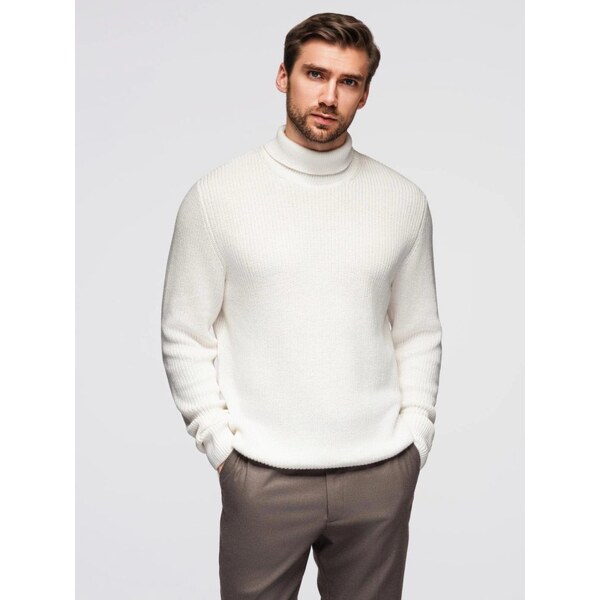 Ombre Clothing Atraktívny biely pletený rolák V3 SWTN-0162 65764967