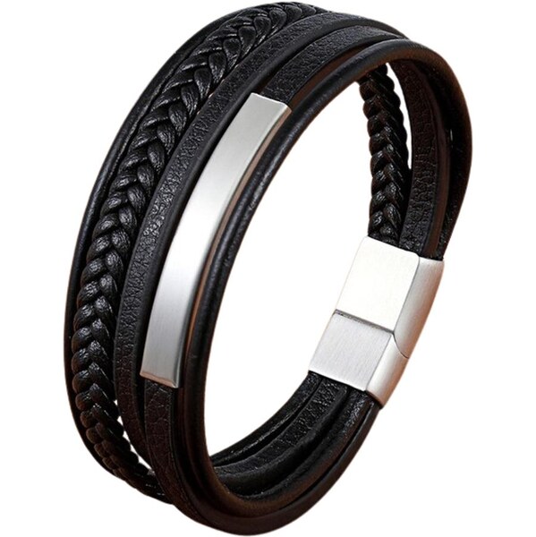 Zaujímavý čierny pánsky náramok s kovovým detailom 65764961