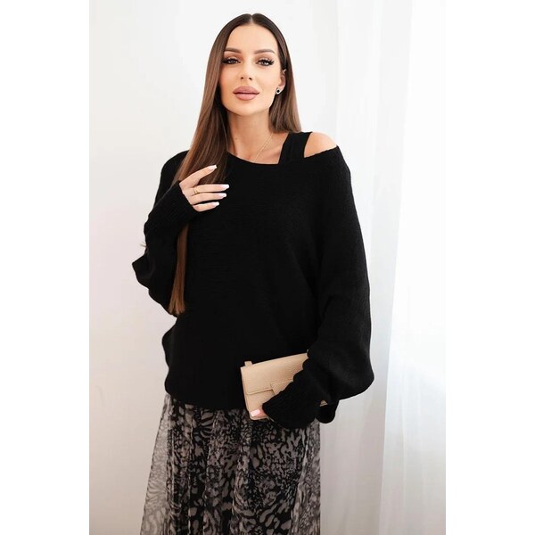 MladaModa Súprava svetra a viskózových šiat model IT103 čierna 65780879