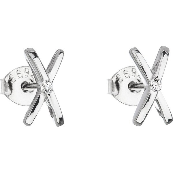 Evolution Group Strieborné náušnice kôstky Krížiky so zirkónmi 11094.1 66584977