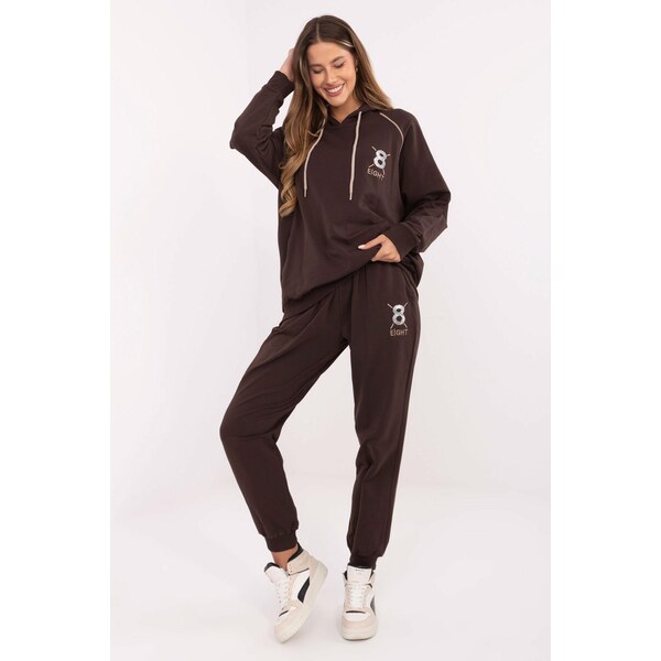 MladaModa Tepláková súprava s aplikáciou zo zirkónov model 88422 hnedá 65780813