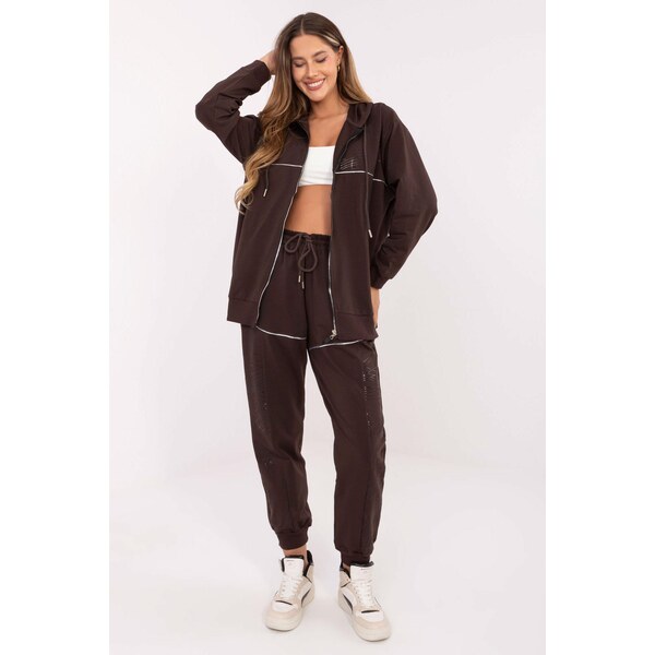 MladaModa Tepláková súprava s mikinou na zips model 88115 hnedá 65780820