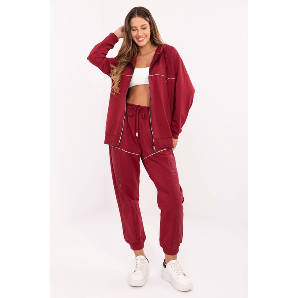 MladaModa Tepláková súprava s mikinou na zips model 88115 bordová 65780822