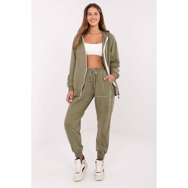 MladaModa Tepláková súprava s mikinou na zips model 88115 farba khaki 65780821