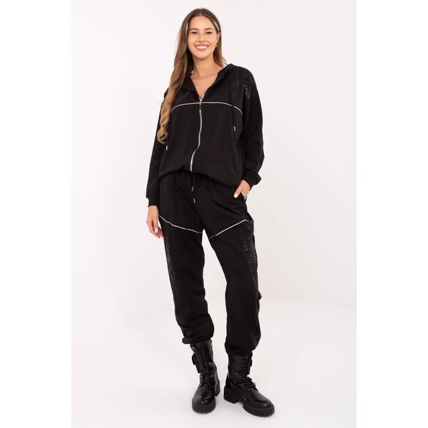 MladaModa Tepláková súprava s mikinou na zips model 88115 čierna 65780823