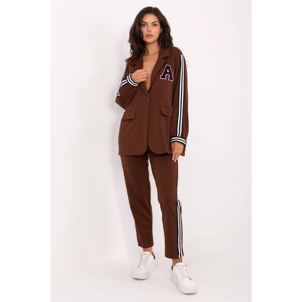 MladaModa Športová tepláková súprava so sakom model 72115 hnedá 65780847