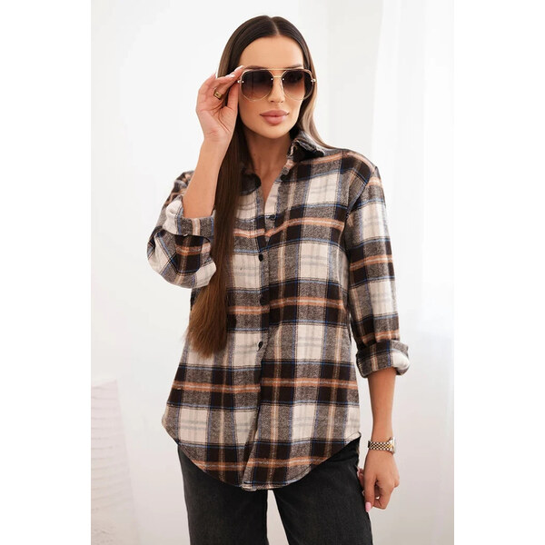 K-Fashion Dámska bavlnená košeľa s dlhšou zadnou stranou hnedá + 65768359
