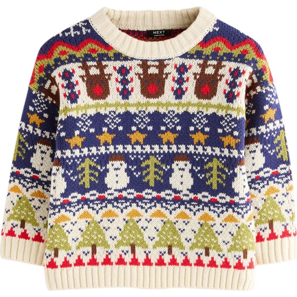 Next Sveter tmavomodrá / zelená / červená / biela ako vlna 65891736