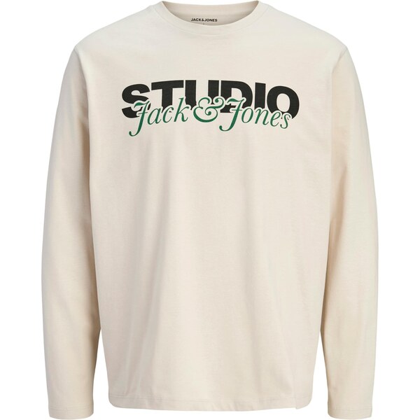 JACK & JONES Tričko JJYUKI béžová / smaragdová / čierna 65774662