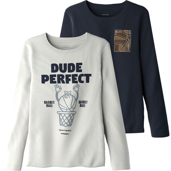 NAME IT Tričko tmavomodrá / hnedá / biela 63919777