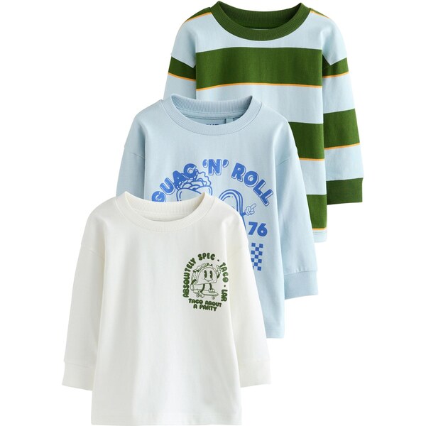 Next Tričko pastelovo modrá / tmavozelená / oranžová / biela 65887849