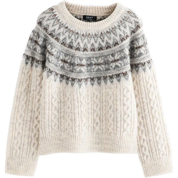 Next Sveter béžová / tmavohnedá / sivá melírovaná 65773648