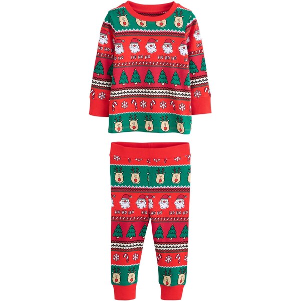 Next Pyžamo béžová / tmavozelená / červená / biela 65893311