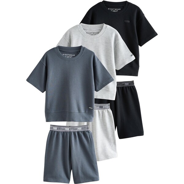 Next Pyžamo námornícka modrá / sivá melírovaná / čierna 65893322