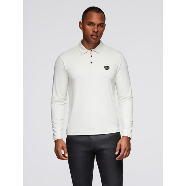 Ombre Long sleeve polo shirt with elegant branded buttons - cream 65460411