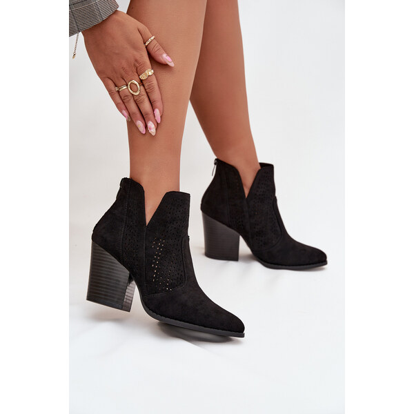 S. BARSKI Dámske perforované členkové čižmy na podpätku S.Barski 65927768