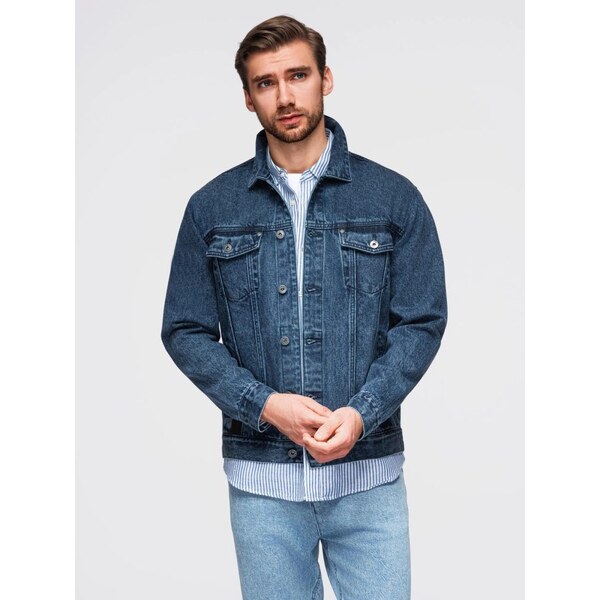 Ombre Clothing Pánska modrá rifľová bunda V4 JADJ-0219 65780961