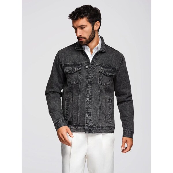 Ombre Clothing Pánska čierna rifľová bunda V3 JADJ-0219 65780960