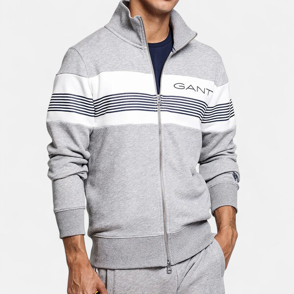 Pánská mikina na zip Gant Stripe Zip Through 56460 65781019