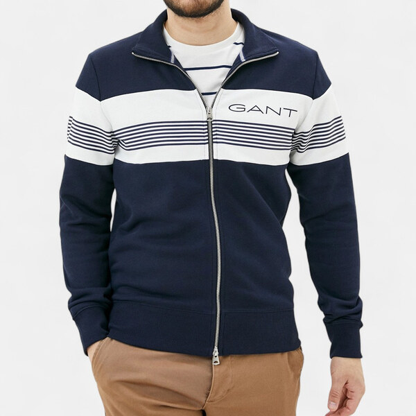 Pánská mikina na zip Gant Stripe Zip Through 56459 65781018