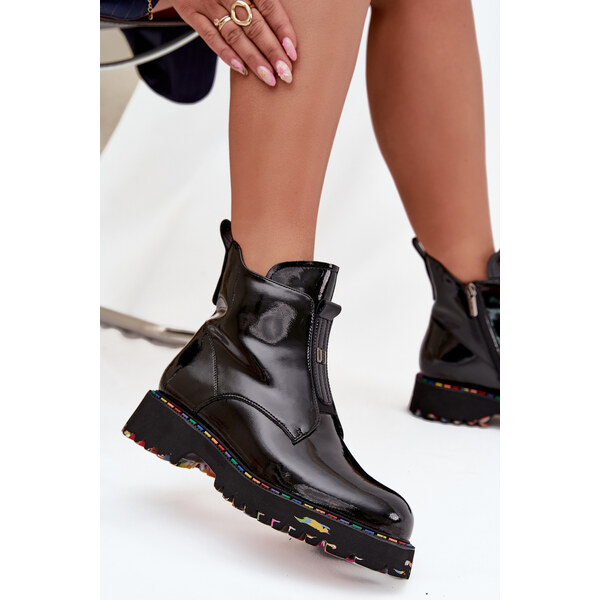 ARTIKER Dámske členkové topánky z lakovanej kože 66474256