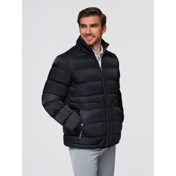 Ombre Clothing Atraktívna čierna bomber bunda V1 JALP-0218 65782781