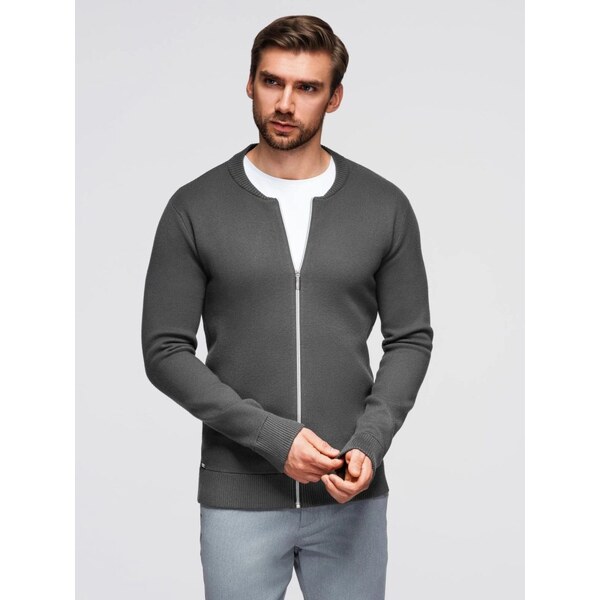 Ombre Clothing Módny grafitový pánsky sveter na zips V2 SWZS-0146 65782785