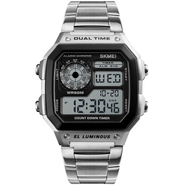 Skmei 1335 Digitálne hodinky Dual Time Strieborné 65223863