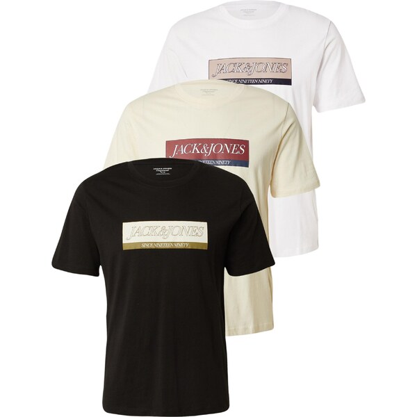 JACK & JONES Tričko JORINWOOD béžová / modrá / červená / čierna 65365641