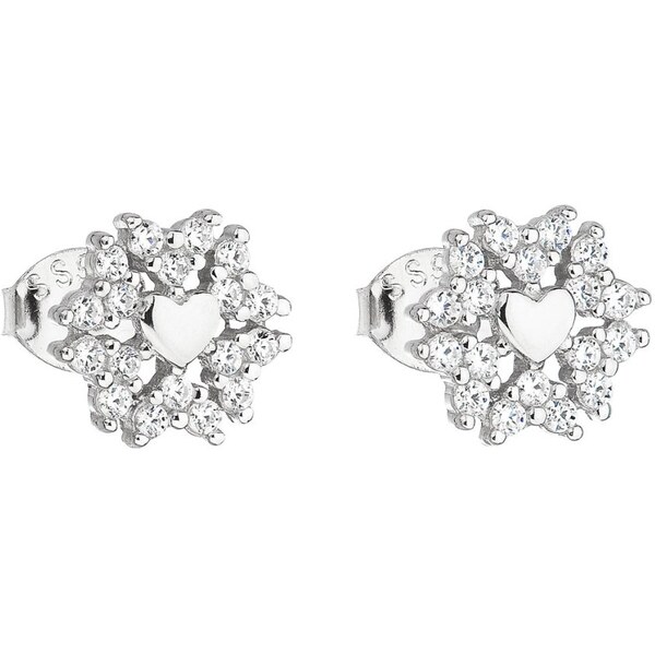 Evolution Group Strieborné náušnice so zirkónmi Srdce 11128.1 66588013