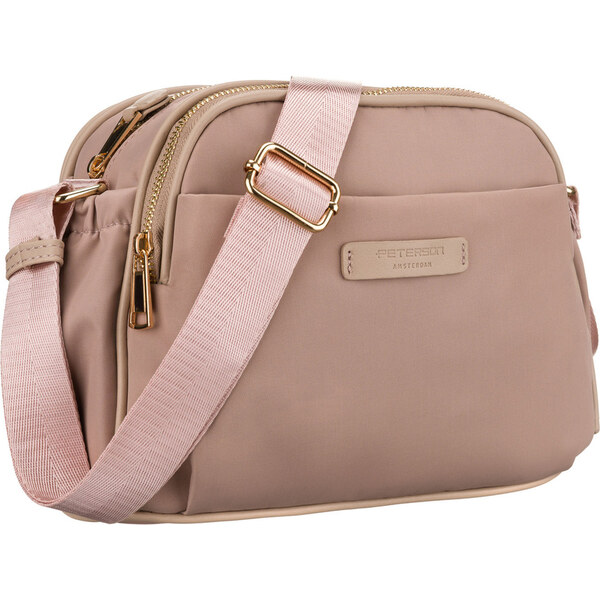 Peterson Dámska ružová listová kabelka z nylonu – so zipsom a 65785194